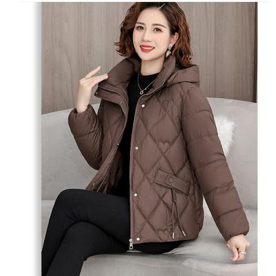 Middle-aged and Elderly Thick Padded Jacket Women's Short Large Size Hooded Autumn and Winter Temperament Padded Jacket