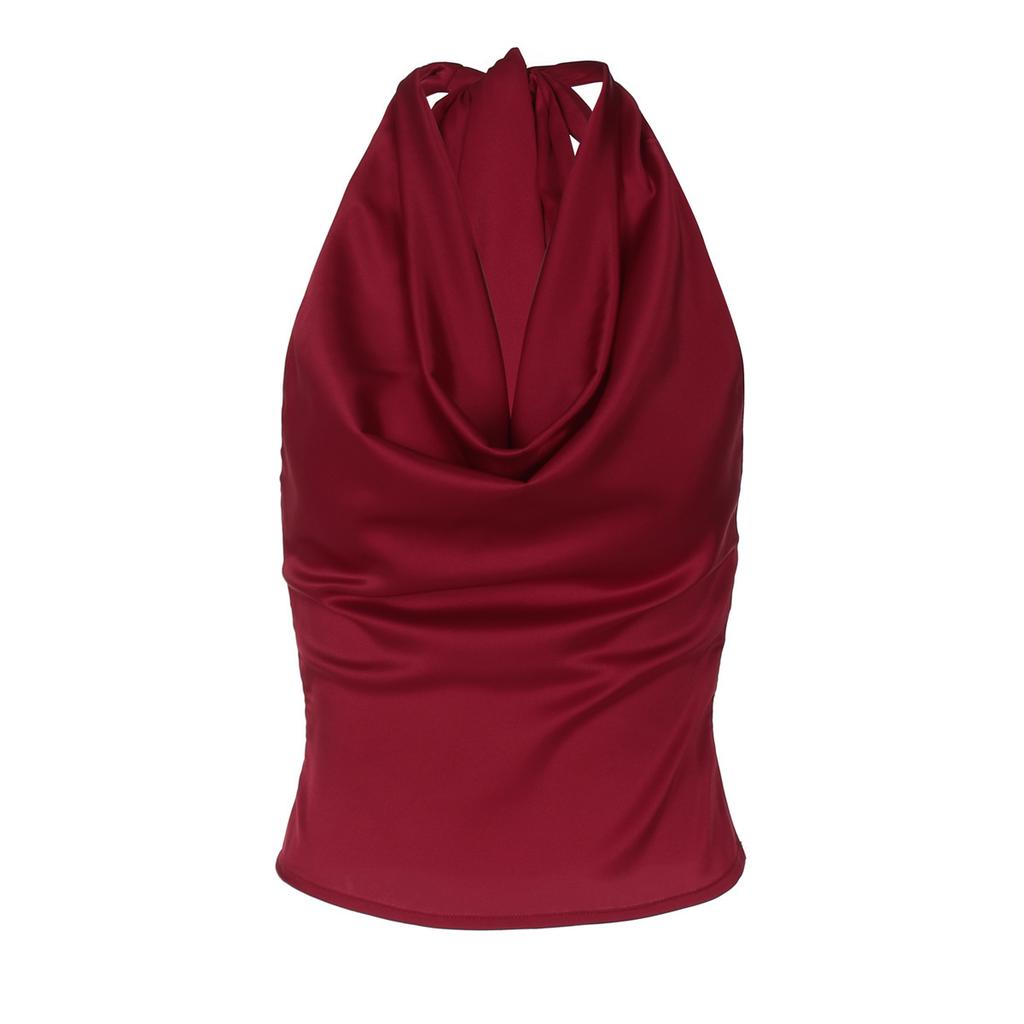 European and American women's clothing summer new fashion Spice Girls sexy backless solid color slim-fitting strap-on top tide
