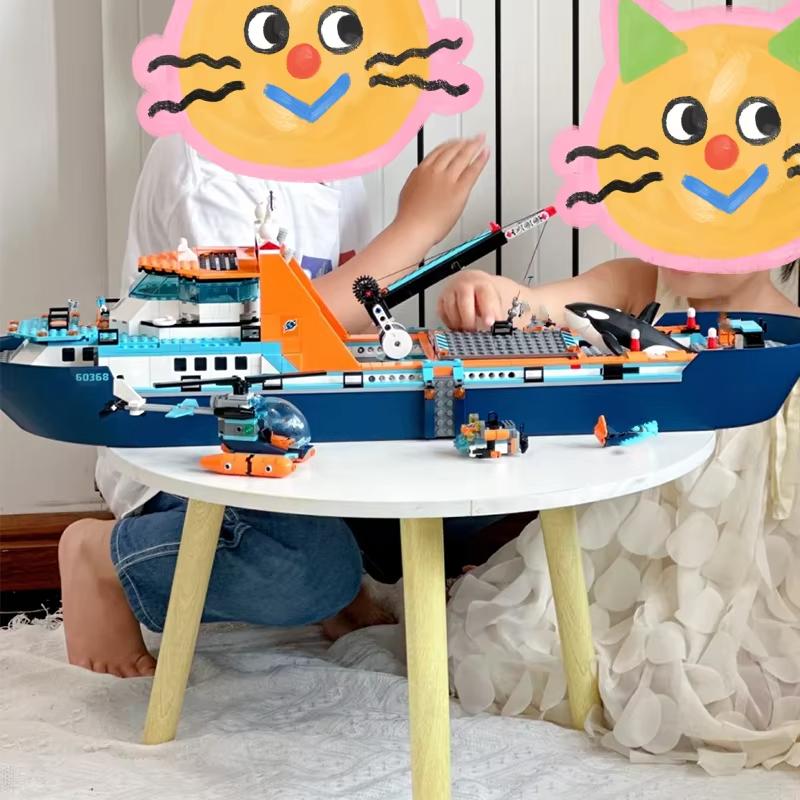 Schwimmendes Polarforschungsschiff, Abenteuerschiff, Baustein-Modellspielzeug, Junge, Kindergeburtstagsgeschenk