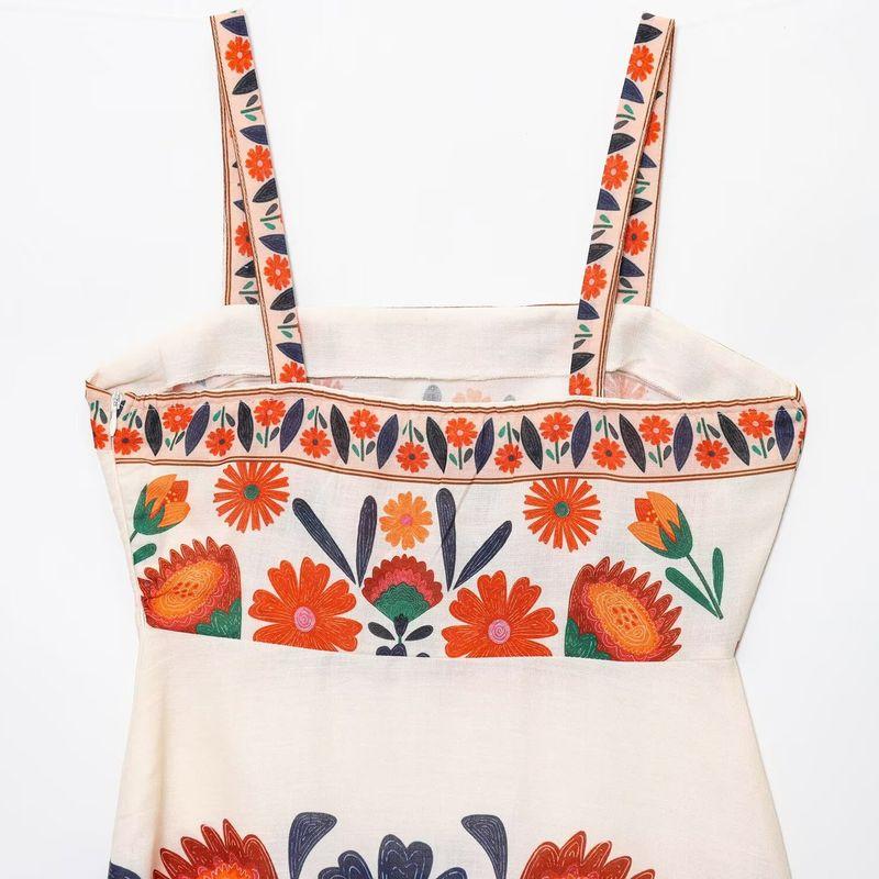 Kaslead New Arrival Women's Fashion Style Fashion Minimalist Vacation Style Positioning Print Suspender Skirt