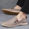 Brand Men's Spring Comfortable Non Slip Casual Leather Shoes Outdoor Men's Breathable Round Toe Soft Soled Bean Shoes