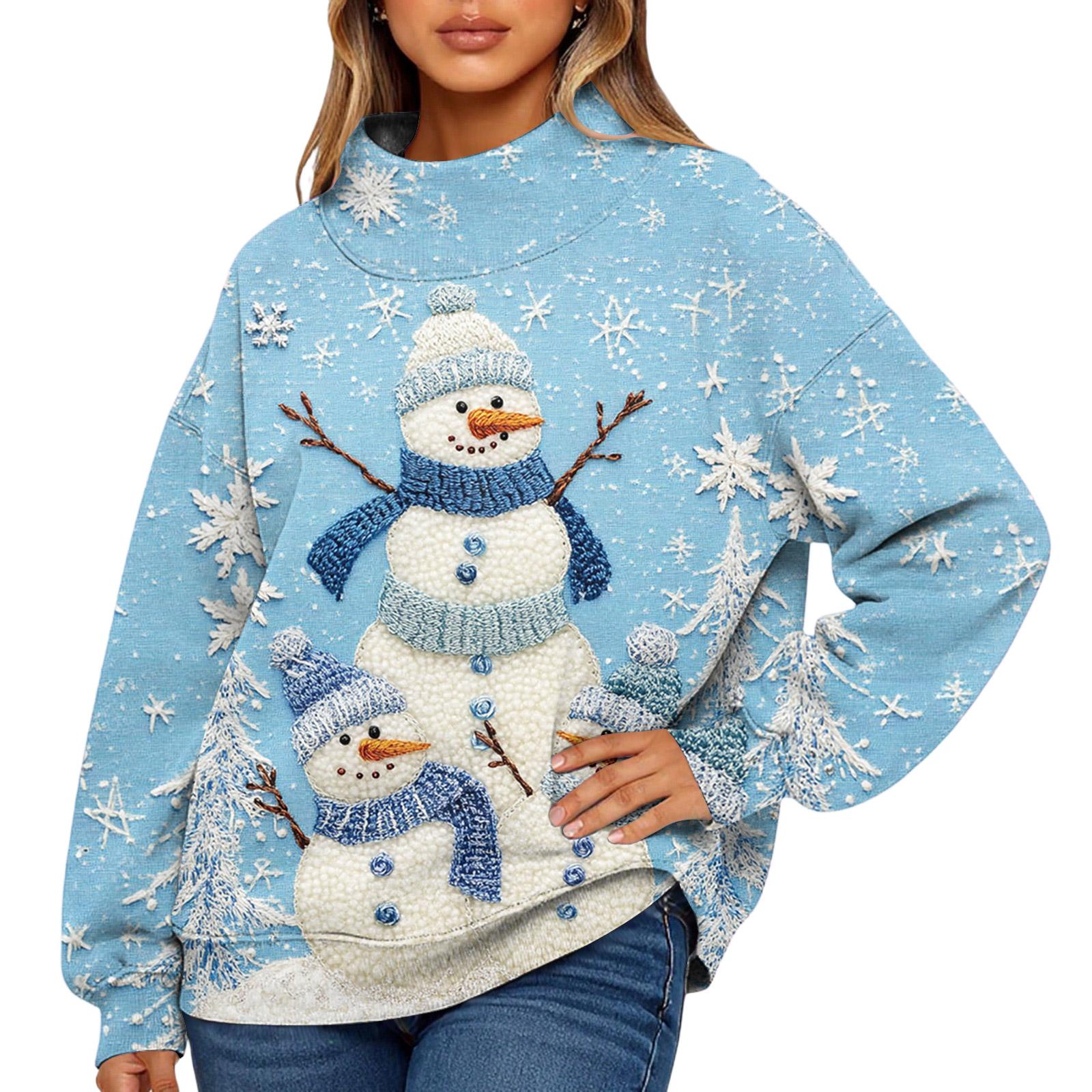 

Женский модный рождественский свитшот с длинными рукавами и высоким воротом L