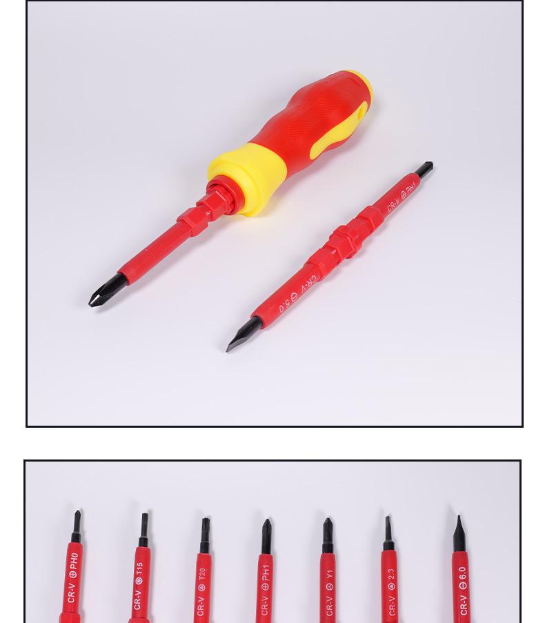 8-in-1 Insulated Screwdriver Set with Hardened Tip and Voltage Testing