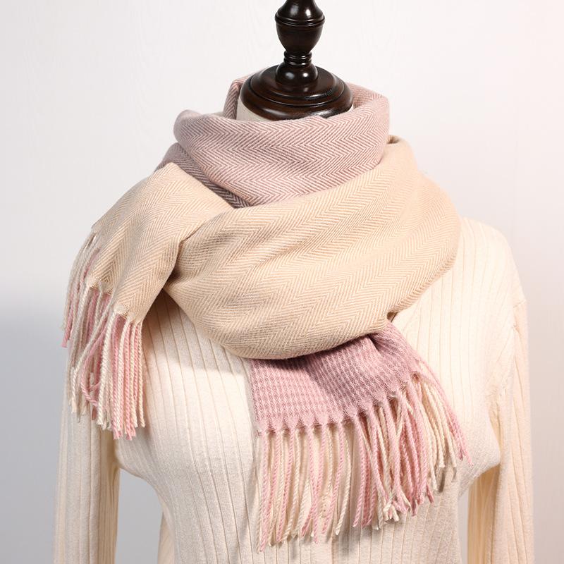 Thick Warm Winter Scarf Design Print Women Faux Cashmere Pashmina Shawl Lady Wrap Tassel Scarves Knitted Men Foulard Blanket