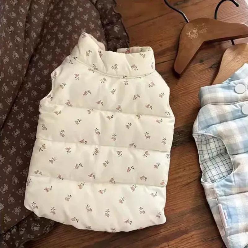 Pet Floral Vest Autumn Winter Pet Cotton Coat Thickened To Keep Warm Small Dog Maltese Bears Wear Vest Coats on Both Sides