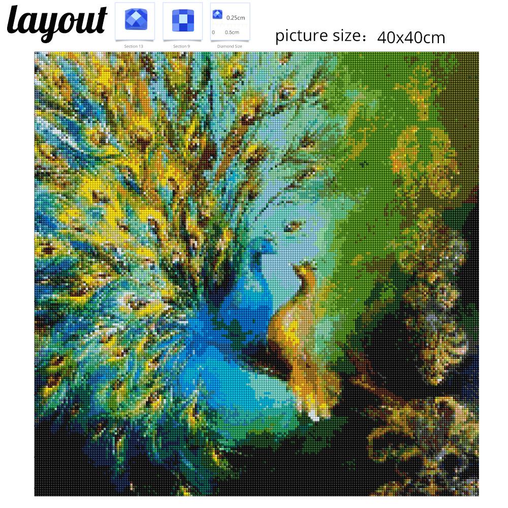 

Huacan 5D алмазная живопись новое животное павлин DIY Алмазная мозаика распродажа Алмазная вышивка Павлин украшение дома Full Square 20*20 cm