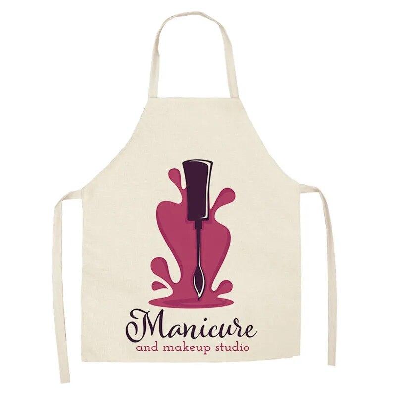 Nail Polish Themed Printed Apron Unisex Dinner Bib Kitchen Cooking Baking Apron Cleaning Accessories