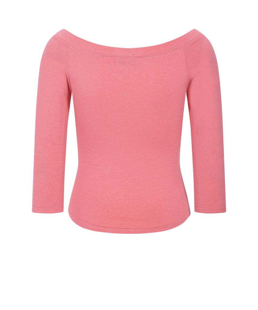 Peullijeunopallou Zed Off-Shoulder Long Sleeve Top (Candy Pink)