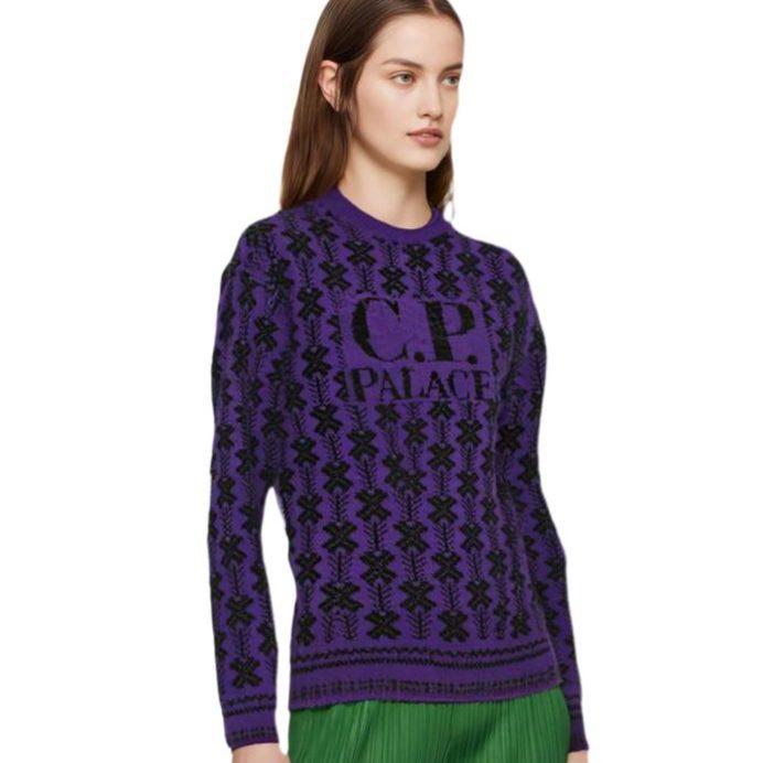 Palace X C.P.Company Ambswool Knit Purple Sweater Unisex Purple Black P23CPKW002