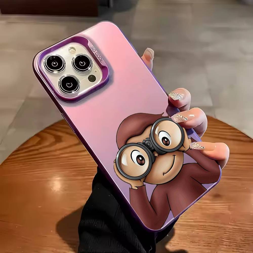 

C-Curious G-Georges Mokey Phone Case For iPhone 17 16 15 14 13 12 11 Pro Max Plus Silver candy Matte Cover iPhone13