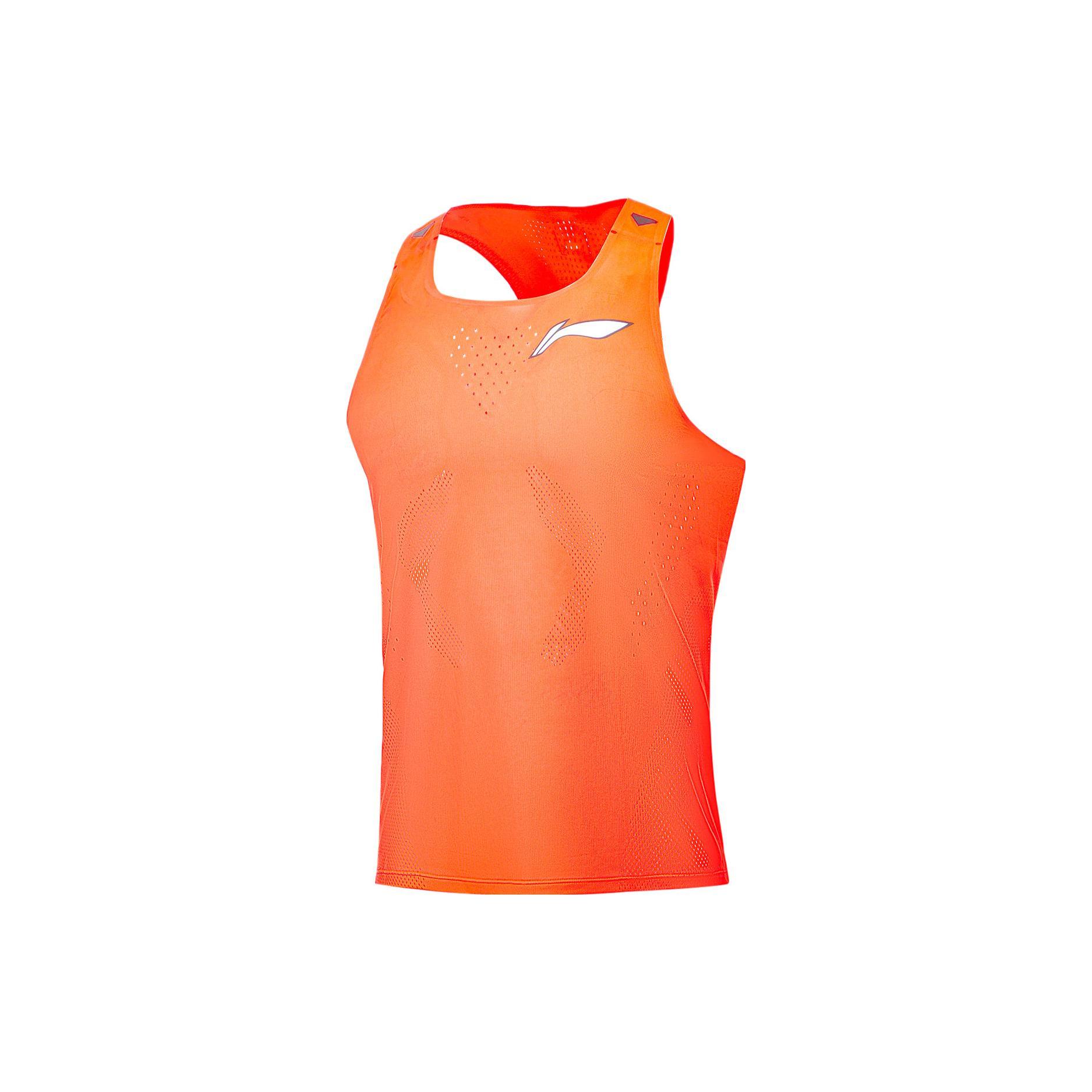 Коллекция Li Ning для бега Мужской топ-майка для бега Неоновый Яркий Оранжевый AAYU005-3 2XL