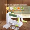 Five-in-One Multifunctional Vegetable Cutter & Grater: Radish, Cucumber, Potato Shredder with Folding Hand-Crank Curl Blade.
