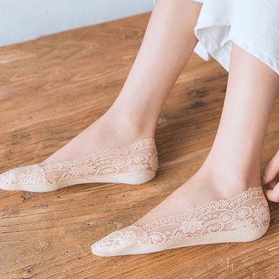 5 Paar Damen-Spitzensocken, tief ausgeschnitten, fahle, unsichtbare High Heels, Bootssocken, einfarbig, hohe Elastizität, rutschfest, schweißabsorbierend, schrumpffest, für den Sommer