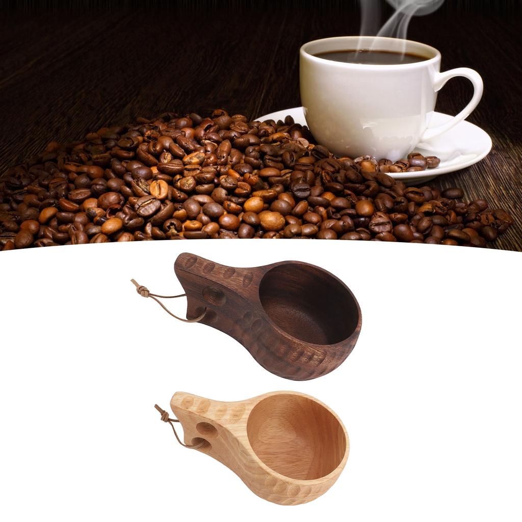 350ML Wooden Cup with Handle Portable Multifunctional Wood Mug Drinking Cup for Coffee Tea Milk Beve
