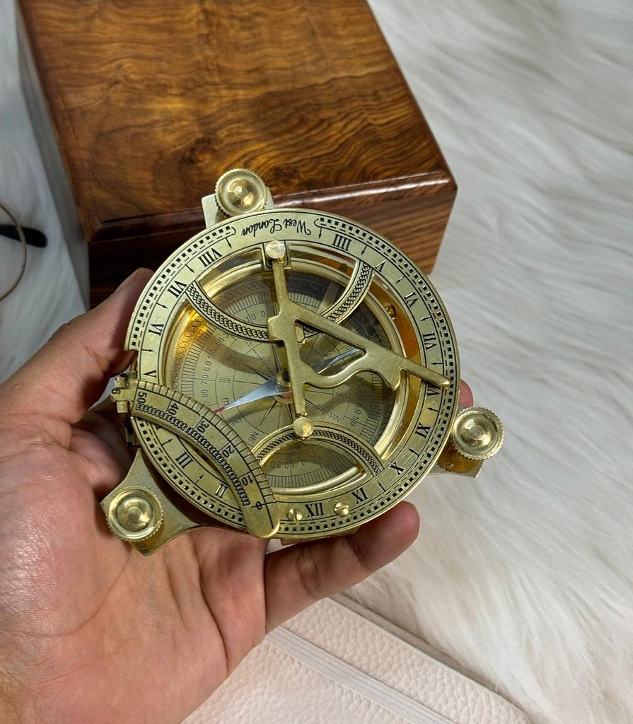 Big 5' Sundial Compass with Wooden Box For Him - Anniversary Gift, Engraved Gift, Husband Gift, Groomsmen Gift, Father Gift