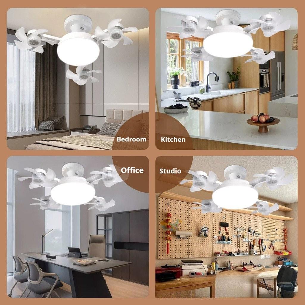 Household Invisible Remote Control Fan Lamp Dimmable Electric Ceiling Fan E27 Screw Drone Modeling Fan Lights