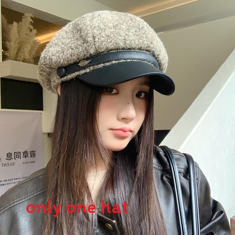 

Womens Autumn Winter Beret With Thick Wool Material And Windproof Design For Casual Wear светло-серый