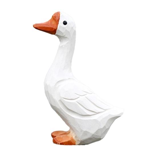 Penguin Ornament Real-looking Wooden Goose Animal Theme Small Size Penguin Carving Ornament for Desktop