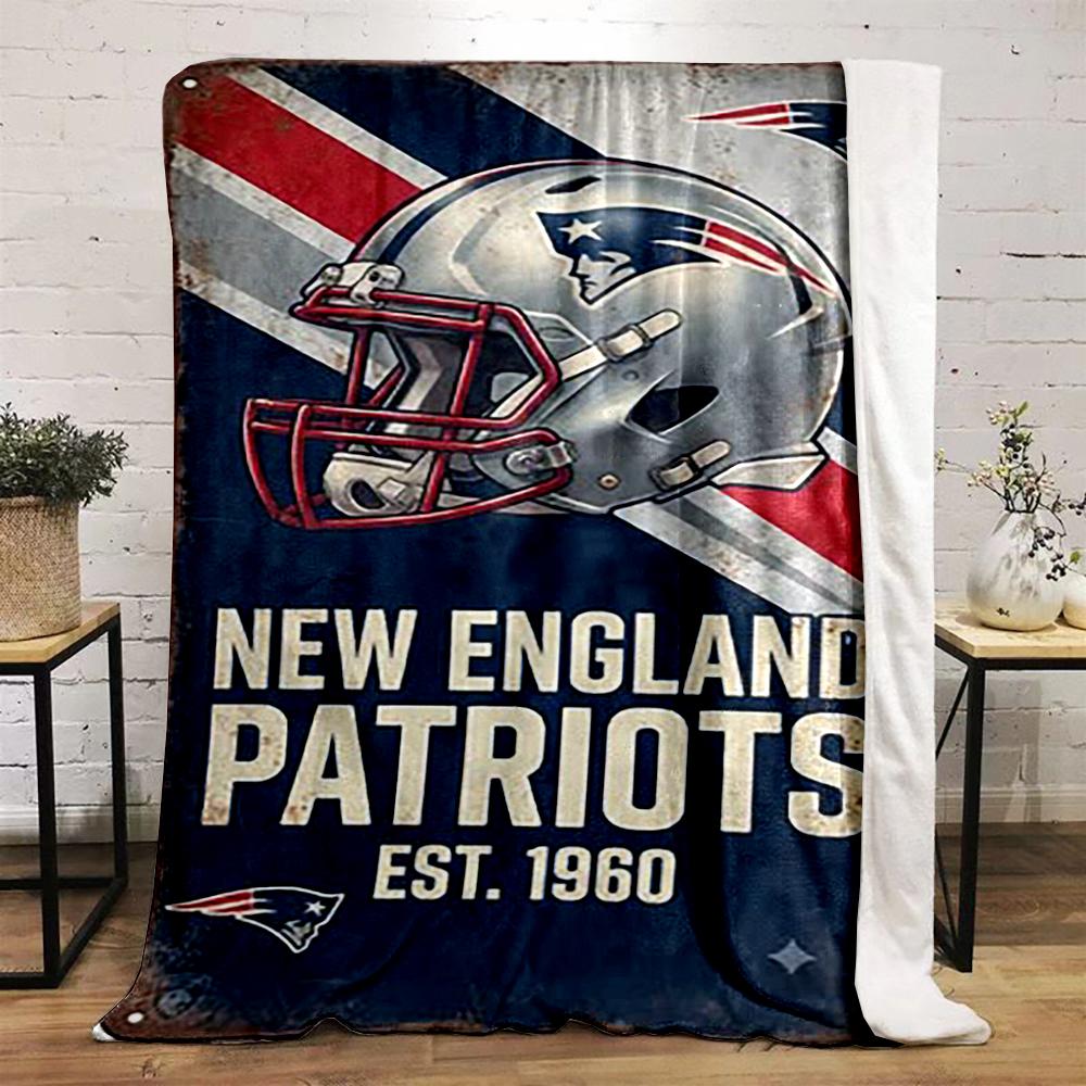 New England Patriots Football Helmet Design Flannel Blanket for Bedroom, Living Room, Sofa, and Nap Sofas.