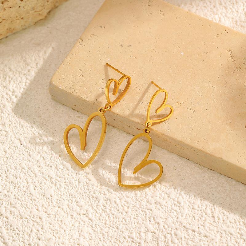 European and American ins hollow stainless steel earrings 18K gold love earrings do not fade earrings light luxury high-end earrings
