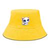 Cappello a secchiello con stampa gatto, carino cappello da pescatore con animale domestico cartone animato semplice reversibile color caramella cappello da spiaggia
