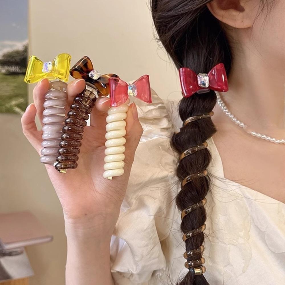 

Resin Telephone Wire Hair Rope Bow Crooked Hair Loop Sweet Bubble Braid Hair Tie Wedding