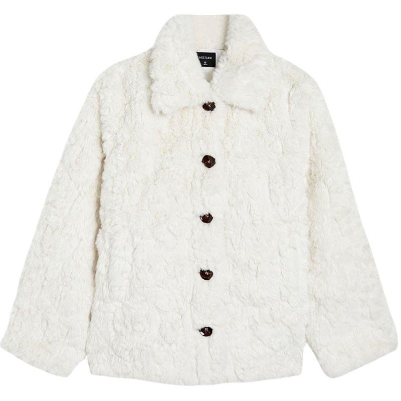 Neuer Kunstpelzmantel Damen Winter Kaninchenfell Plüsch Lammwolle Verdickt Locker Fellig Kurzes Oberteil