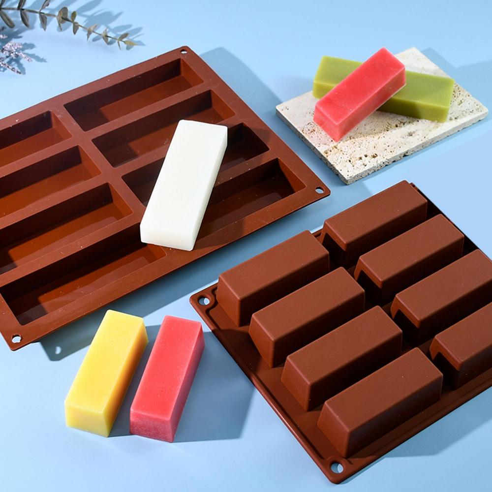 Chocolate Mold Silicone Handmade 8-Cavity Long Finger Cookies Mold Square Silicone Candy Mold For Baking Candy Chocolate Snacks