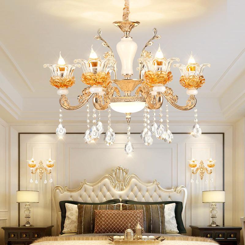 European Zinc Alloy Crystal Chandelier for Living Room, Bedroom, or Restaurant