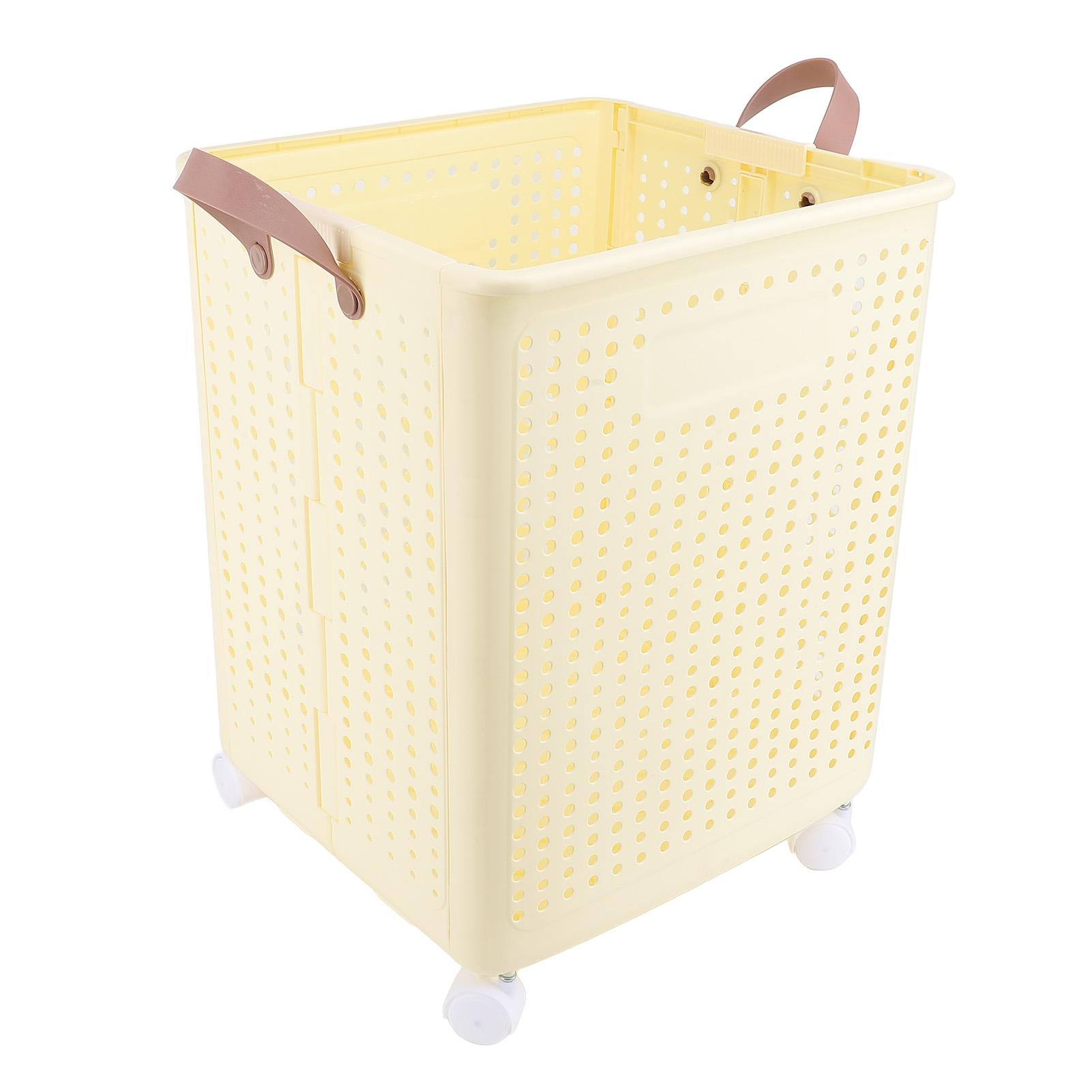 

Foldable Laundry Basket with 4 Wheels Space Saving Portable Storage Hamper for Clothing Toys Home Sundries