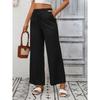 Independent Station Women's Solid Color Loose High Waist Wide Leg Cotton and Linen Trousers for Women
