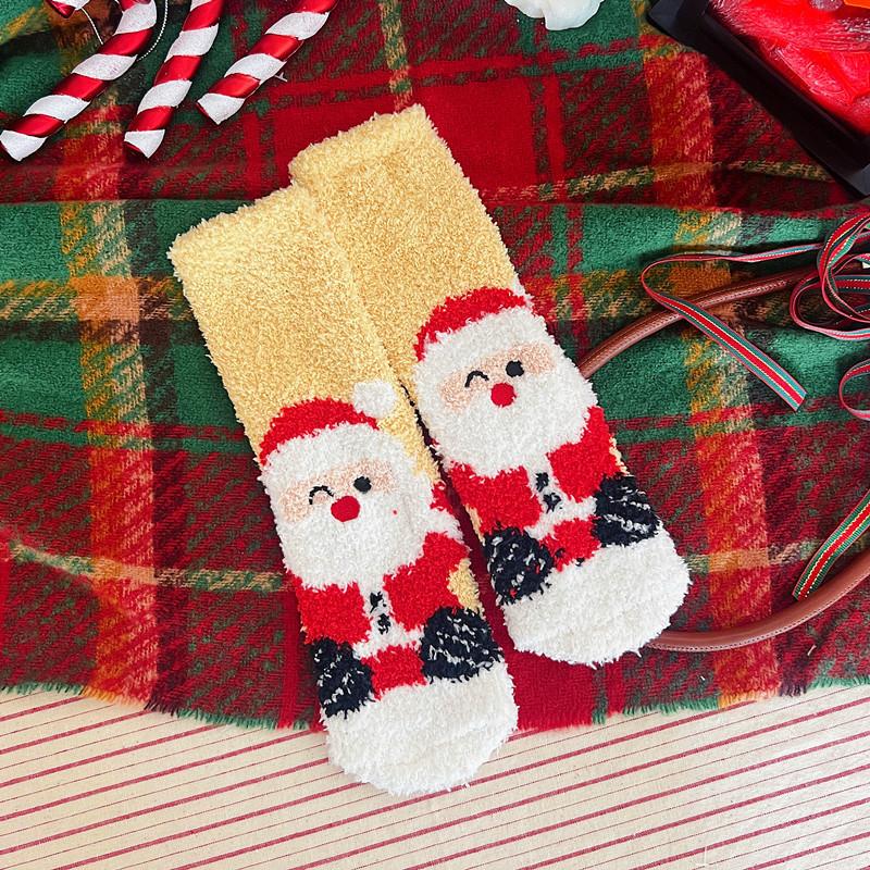 

Рождественские чулки для детей, рождественские подарки, теплые, коралловые, флисовые, милые, мультяшные, на год, носки для сна One Size