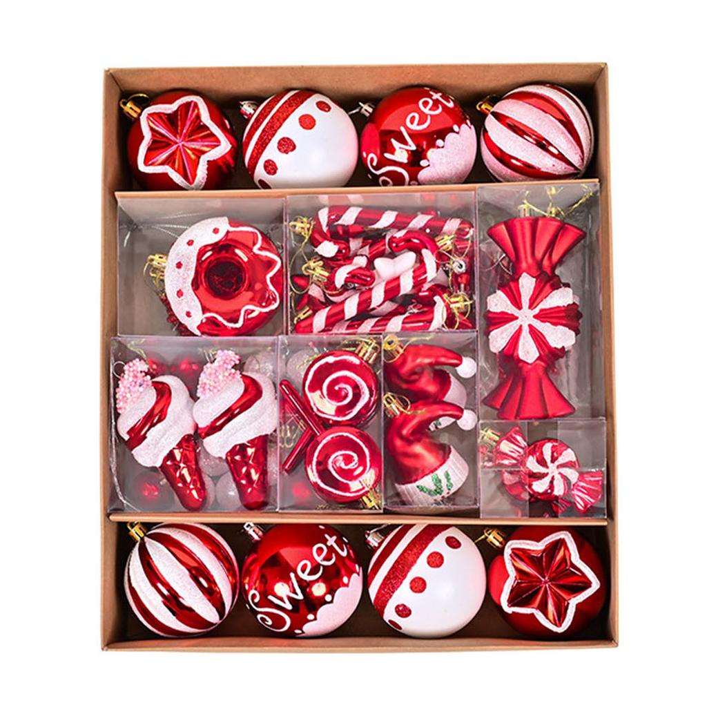 Cute Christmas Tree Ornaments,Decorative Cartoon Christmas Balls - 78PCS Holiday Door Decorations, Funny Home Decor For Window, Door, Weddings