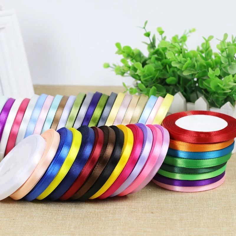 25Yards 6mm Silk Satin Ribbons for Crafts Bow Handmade Accessories for Clothing Accessories and Hats DJIY