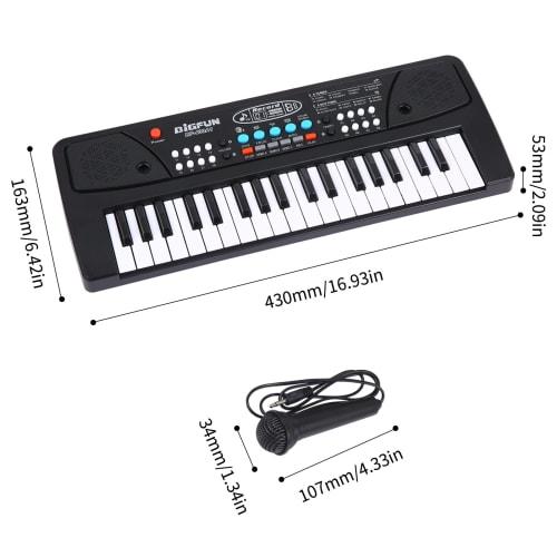 Btuty USB Electronic Organ, Electric Piano with Microphone, Black Digital Music Keyboard with Built-in Stereo Speaker, 16 Tones, 8 Rhythms, 6 Demo Son