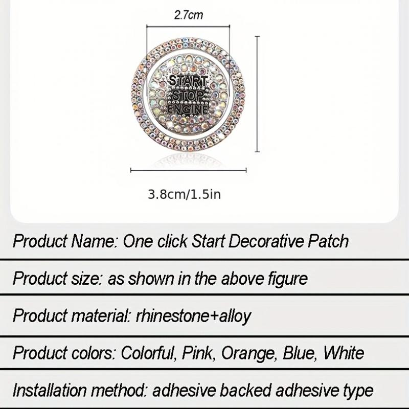 Car One-Button Start Decoration Sticker Ring Switch Button Protection Sticker Cover Interior Button Sticker Crystal Inlaid Universal Product
