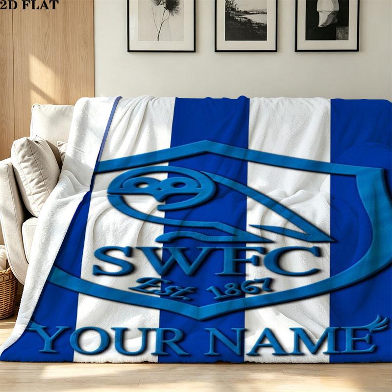 1PC Sheffield Wednesday Football Club Custom Name Patterned Flannel Blanket Suitable For All Seasons for Home Decor Warmth and Comfort Gifts Holiday P