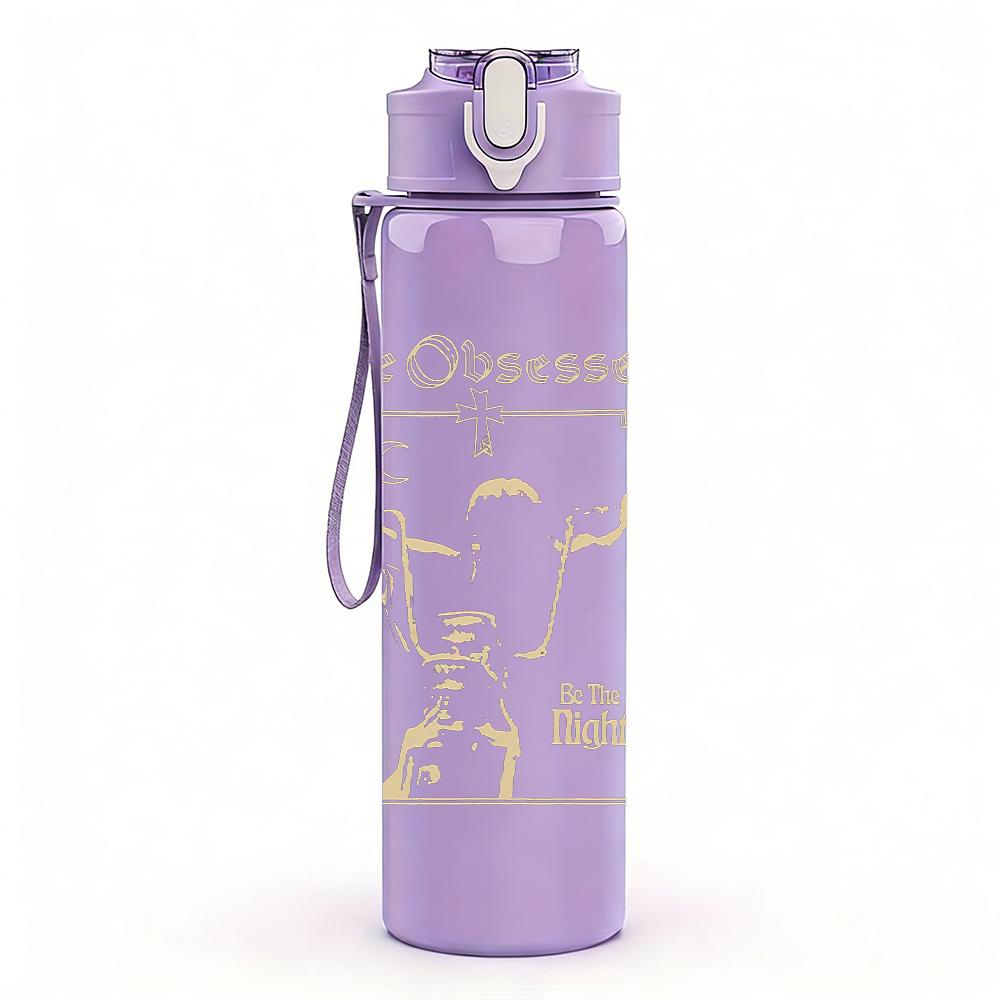 1PC Light Blank Faded Minimalist Print 750ml Colorful Plastic Sports Water Bottle Leakproof Pop Up Lid with Straw for Outdoor Work Home Use
