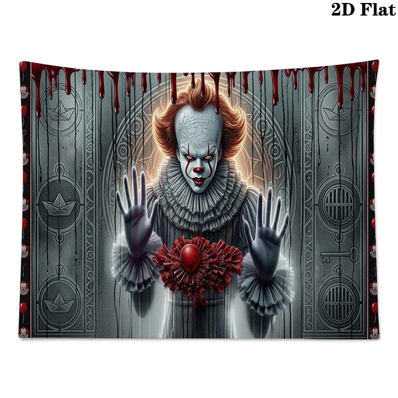 It Clown Wall Tapestry Aesthetic Wall Hanging Printed Fabric Blanket Decorative Tapestries for Bedroom Living Room Home Decor