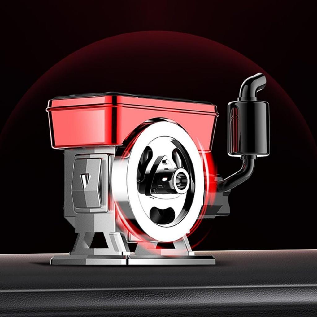 Solar Rotary Car Diffuser Analog Engine Design Purifier Compact ABS Silicone Scent Tablet No Batteries Required