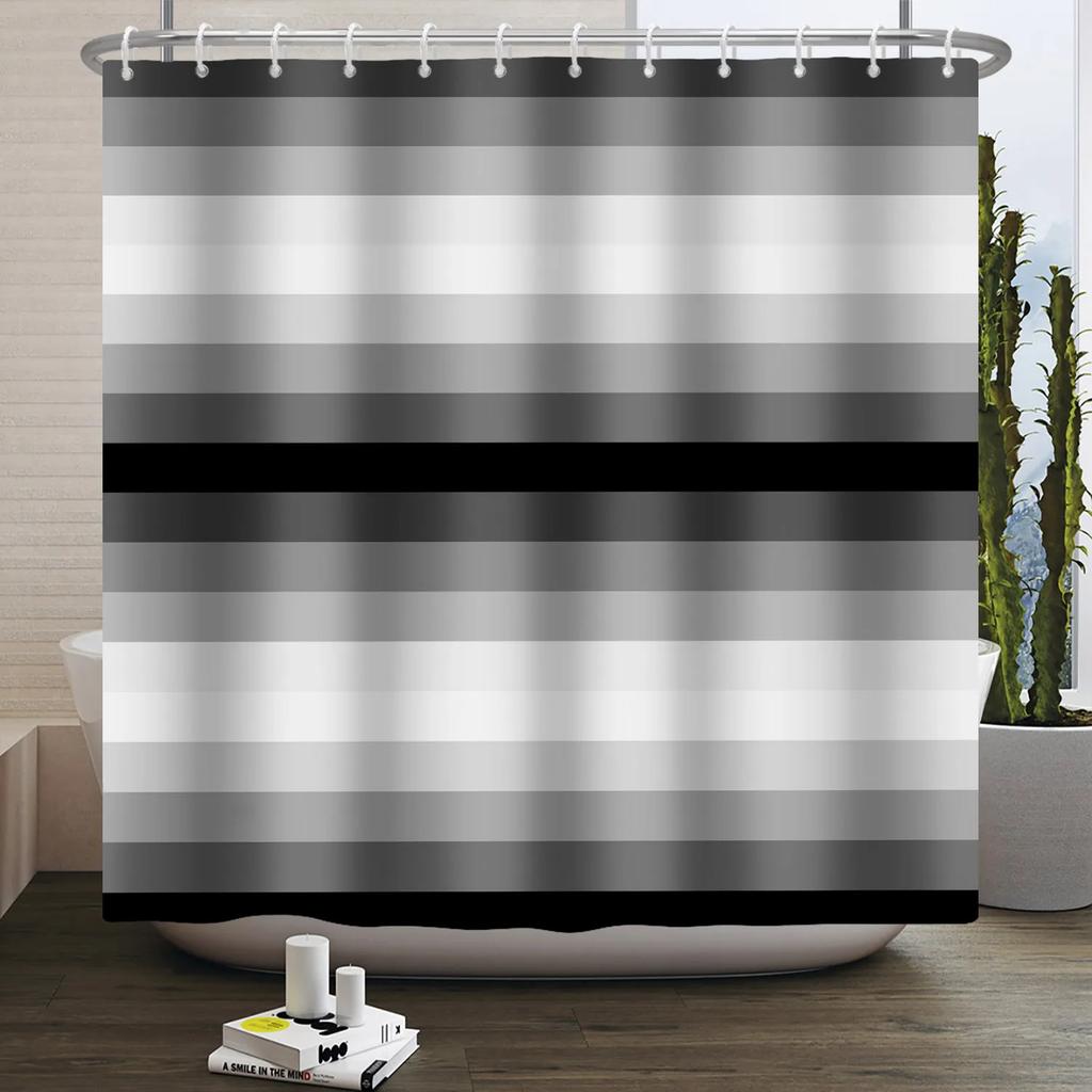 Simple Line Pattern Shower Curtain for Bathroom Waterproof Polyester Fabric Home Decor Bath Curtain Bathtub Partition Screen