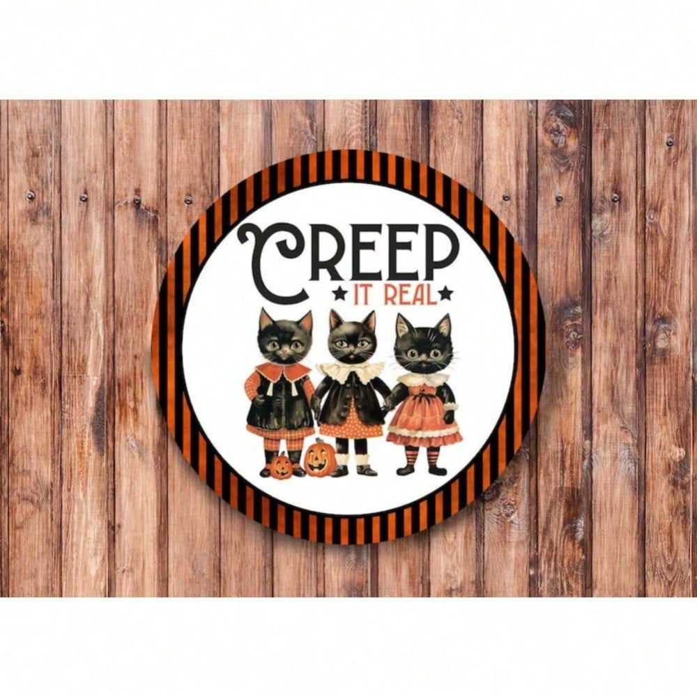 Vintage Halloween Metal Sign Gothic Wall Decor Spooky Holiday Home Art 20x20 разноцветный