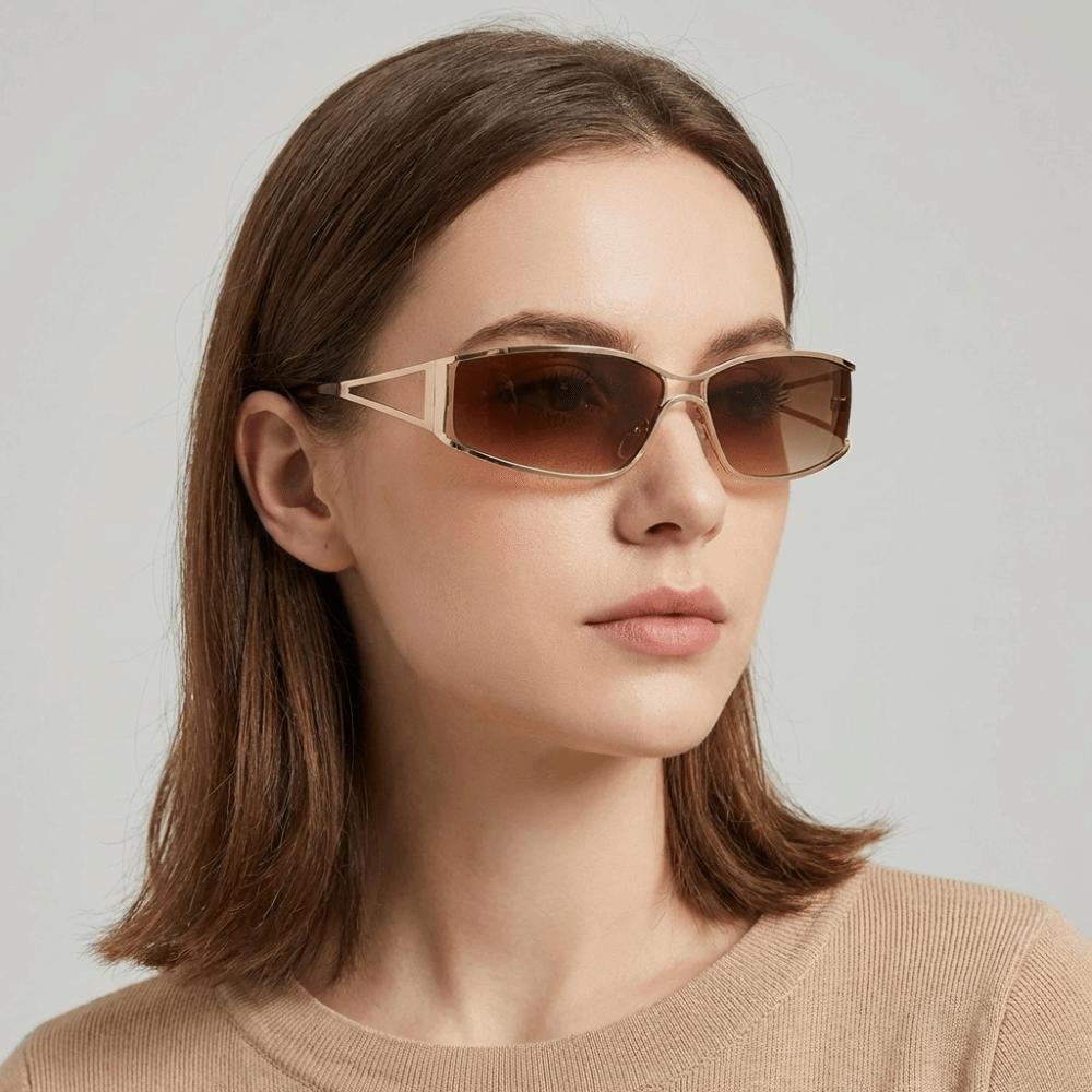 Fashion Y2k Frameless Sunglasses Steampunk Metal Rimless Oval Sunglasses Classic Gradient Trendy Fashion Sunglasses Outdoor
