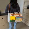 Fashion Contrast-color Diagonal Fitness Bag Large-capacity Travel Hand Luggage Light Outing Short Business