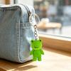 Bag Embellishment Flocked Resin Frog Keychain for Backpacks, 3D Plush Decorative Key Car Accessory Ring, Animal Hanging Ornament Charm, Gift Lovers