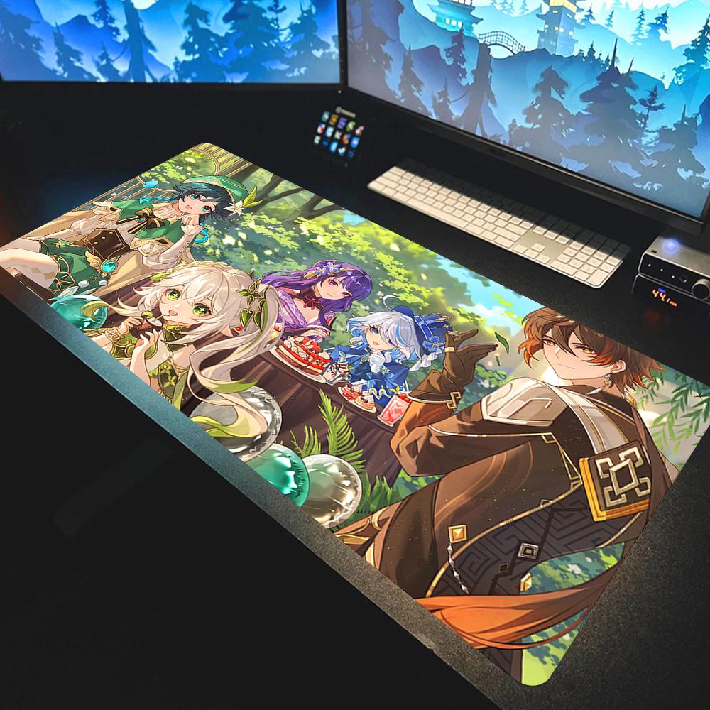Genshin Impact Anime Kawaii Mouse Pad Large Gaming Mousepad Rubber Mat Deskmat Pc Accessories Desk Protector Gamer Keyboard Pads