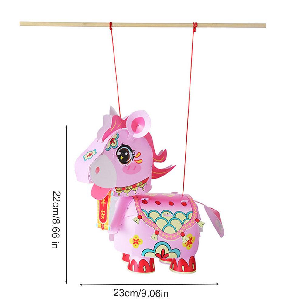 PVC Horse Year Decorative Lantern Cartoon Pony Chinese Style 2026 New Year Lantern Hanfu Accessories Lantern Photo Props