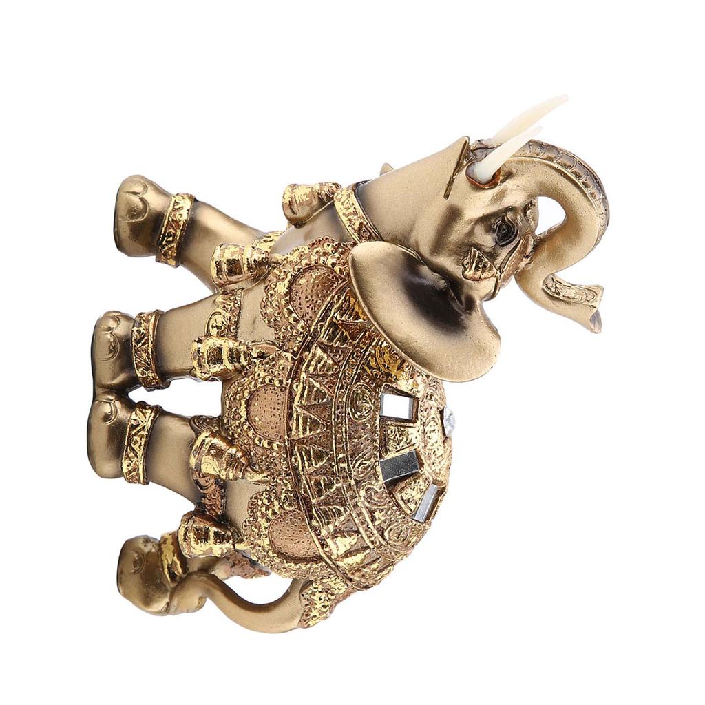 Lucky Feng Shui Golden Elephant Statue Sculpture Wealth Figurine Gift Home Decoration