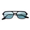 Retro Fashion Flat Top Pilot Sunglasses Women Men Brand Designer Vintage Yellow Blue Lens Flat Top Rectangle Sun Glasses S507C