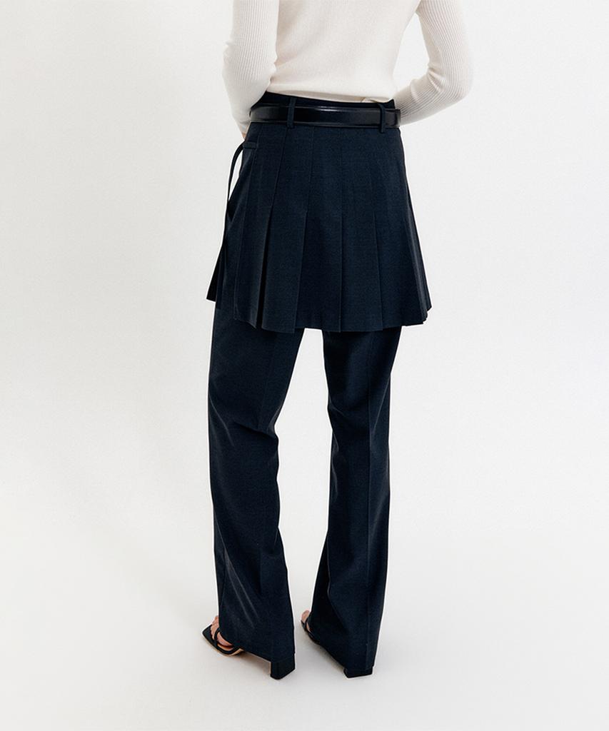 Lugkaeseuteu Bolin Pleated Layered Pants_Charcoal